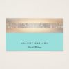 Elegant Modern Sequin and Gold Striped Turquoise Business Card