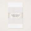 Elegant Monogram White Modern FAUX Silver Striped Business Card