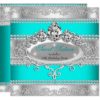 Elegant Sweet 16 Birthday Princess Teal Blue Tiara Card