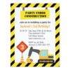 Excavator Construction Theme kids Birthday Party Card