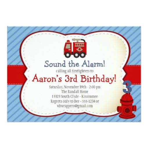 FIRE TRUCK Invitation - Kids Birthday