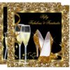 Fabulous 50 Fantastic Black Gold Birthday Party Card