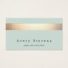 Faux Gold Foil Striped Elegant Light Blue Chic Business Card