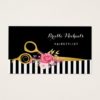 Faux Gold Scissors Stripes Pink Floral Hair Salon Business Card