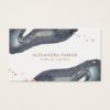 Faux Rose Gold Look and Gray Watercolor Geode Business Card