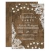 Floral Lace String Light Rustic Graduation Party Card