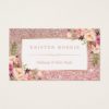 Floral Rose Gold Glitter Makeup Artist Hair Salon Business Card