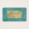 Mermaid Business Cards Teal and Gold Sequin