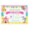 Girl Circus Carnival Birthday Party Invitations