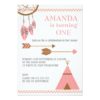 Girls Boho Arrows Tepee 1st Birthday Invitation