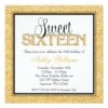 Glam Faux Glitter Gold Black Sweet 16 Card