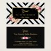 Gold Scissors Floral Hair Stylist Beauty Salon Business Card