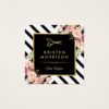 Gold Scissors Flowers Hair Stylist Beauty Salon Square Business Card