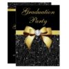 Graduation Party Faux Sequins Bow Black Gold Card