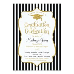 Graduation Party Invitation Elegant Black Gold