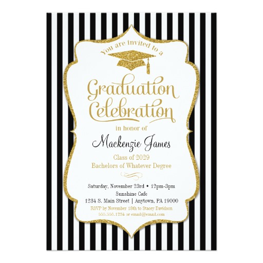Graduation Party Invitation Elegant Black Gold