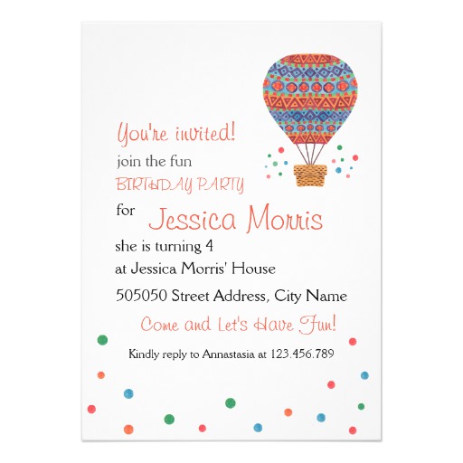 Sale 50% off on Hot Air Balloon Kids Birthday Party Invitation - LadyPrints