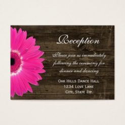 Hot Pink Daisy Wedding Reception Direction Card