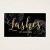 Lashes Gold Script Elegant Black Floral Business Card