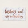 Lashes microblading faux rose gold script marble business card