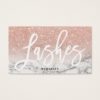 Lashes typography rose gold glitter marble business card
