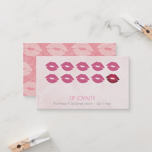 LipSense Loyalty Card Pink Watercolor Lips
