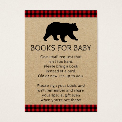 Lumberjack Bear Bring A Book Baby Shower Cards