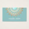 Makeup Artist Elegant Gold Ornate Motif Turquoise Business Card