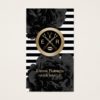Makeup Artist & Hair Stylist Modern Stripes Floral Business Card