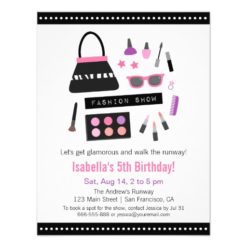 Makeup Fashion Show Birthday Party Invitations