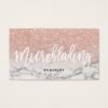 Microblading typography rose gold glitter marble business card