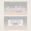 Microblading typography silver glitter blush pink business card