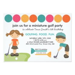 Miniature Golf Birthday Party Invitations for Kids