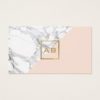 Modern Geometric Marble/Pink Monogram Logo Business Card