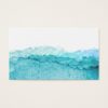 Modern blue ombre watercolor ocean waves business card