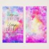 Modern bright pastel nebula watercolor yoga business card