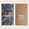 Modern brown paper chic vintage flowers blue paint business card
