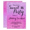 Modern girly pink purple glitter ombre Sweet 16 Card