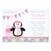 Penguin Snowflakes Pink Winter Onederland Birthday Card
