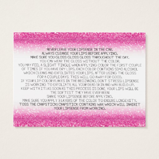Pink Glitter Application Instructions Business Card - Image 2