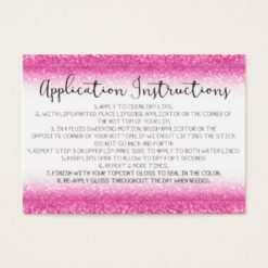 Pink Glitter Application Instructions Business Card