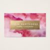 Pink Watercolor and Gold Faux Foil Business Card