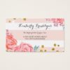 Pink stripes flowers gold confetti watercolor business card