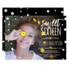 Polka dots watercolor typography photo Sweet 16 Card