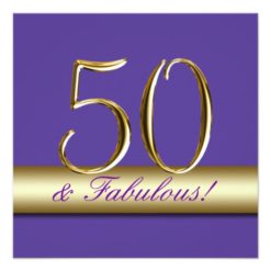 Purple Gold 50th Birthday Party Invitation