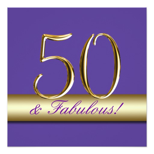 Purple Gold 50th Birthday Party Invitation