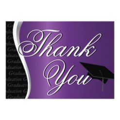 Purple and Black Graduation Thank You Card