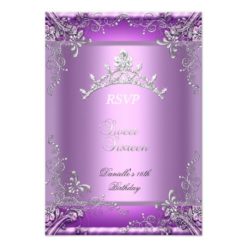 RSVP Sweet Sixteen 16 16th Birthday Party Purple Card