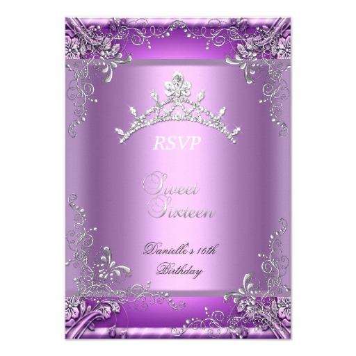 RSVP Sweet Sixteen 16 16th Birthday Party Purple Card