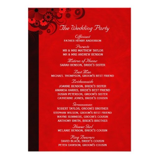 Sale 50% off on Red Floral Gothic Wedding Program Templates - LadyPrints